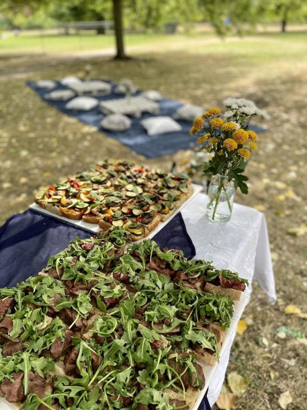 Our Life's a Picnic Menu served on platters in the park