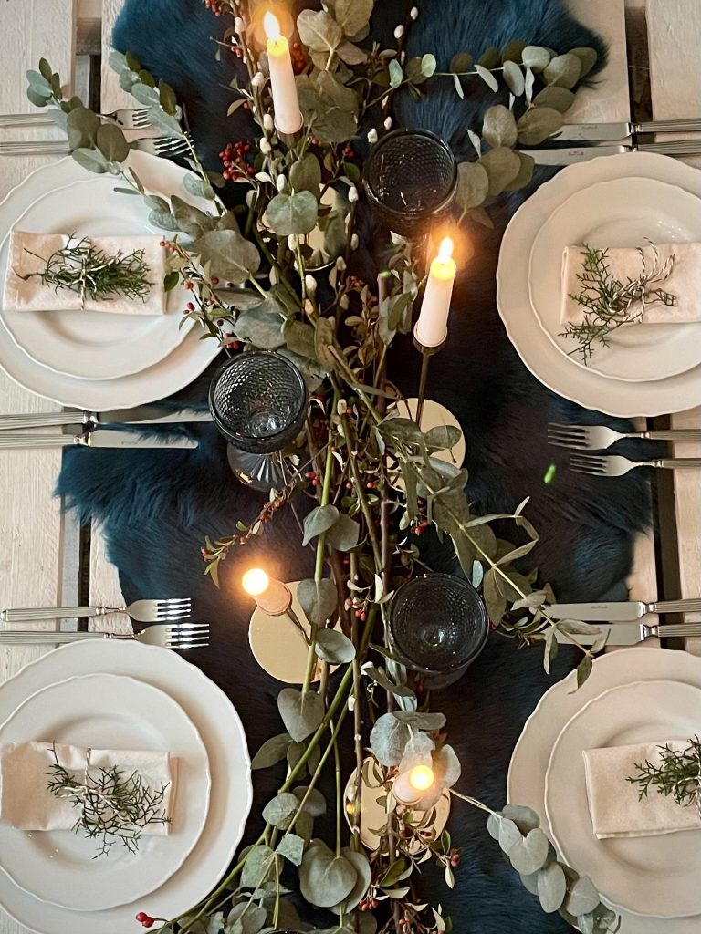 Indoor picnic table setting